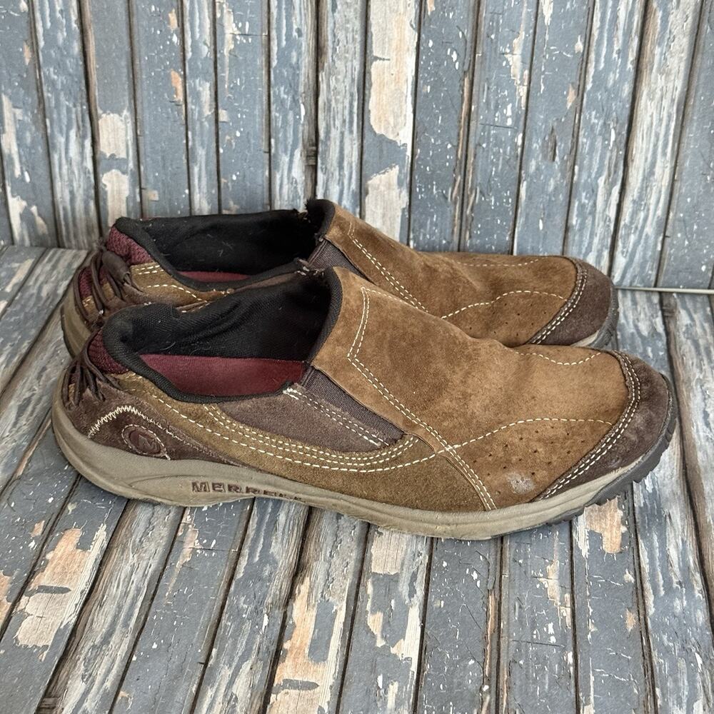 Merrell Women’s Size 8.5 Loafers Dark Earth Suede Leather Slip-on Shoes Brown
